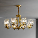 6-Light Vintage Crystal LED Chandelier with Adjustable Height