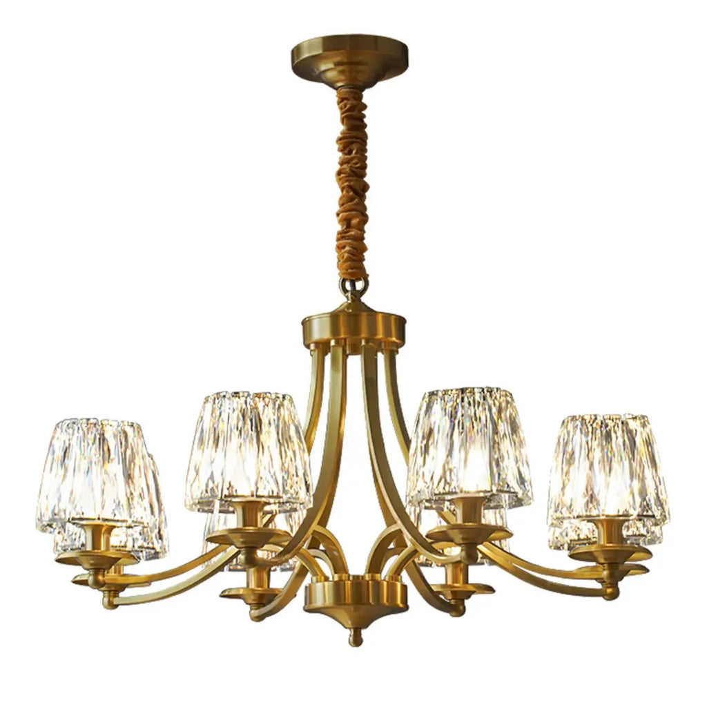 6-Light Vintage Crystal LED Chandelier with Adjustable Height