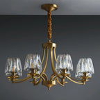 6-Light Vintage Crystal LED Chandelier with Adjustable Height