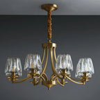 6-Light Vintage Crystal LED Chandelier with Adjustable Height