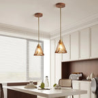 Modern Amber Water Ripple Glass Pendant Light for Dining Room