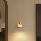 Modern Amber Water Ripple Glass Pendant Light for Dining Room