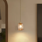 Modern Amber Water Ripple Glass Pendant Light for Dining Room