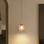 Modern Amber Water Ripple Glass Pendant Light for Dining Room