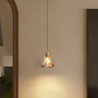 Modern Amber Water Ripple Glass Pendant Light for Dining Room