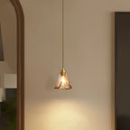 Modern Amber Water Ripple Glass Pendant Light for Dining Room