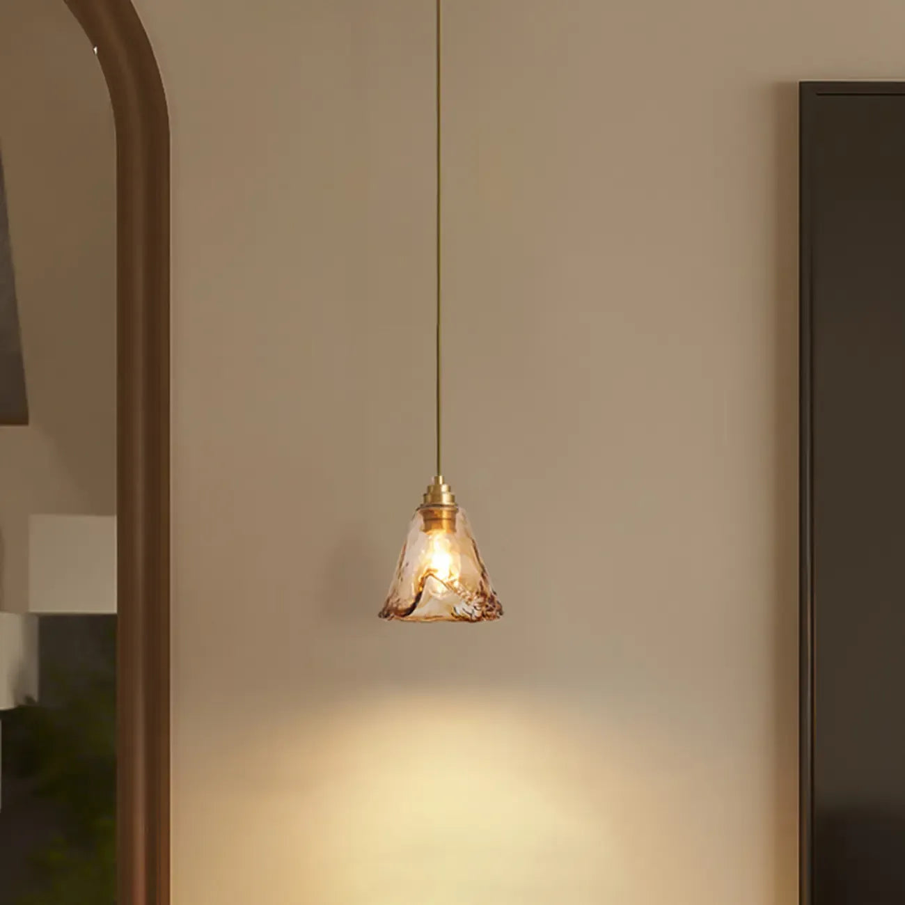 Modern Amber Water Ripple Glass Pendant Light for Dining Room