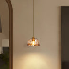Modern Amber Water Ripple Glass Pendant Light for Dining Room
