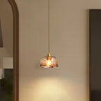 Modern Amber Water Ripple Glass Pendant Light for Dining Room