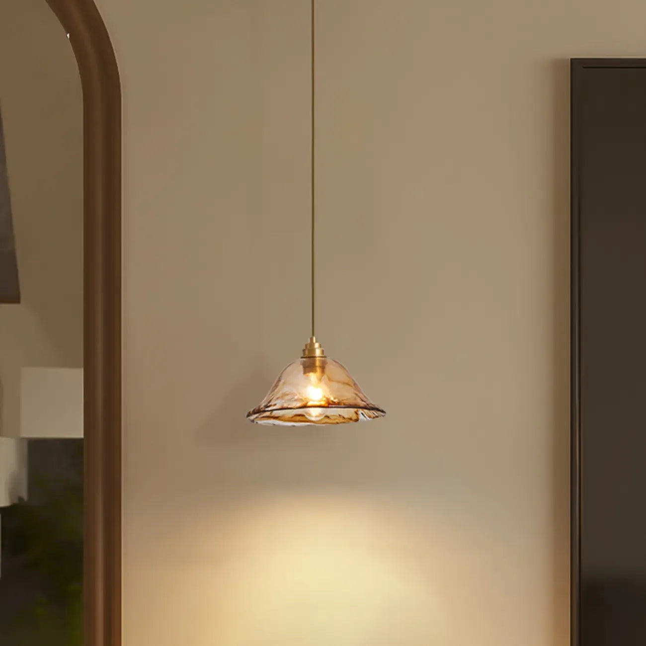 Modern Amber Water Ripple Glass Pendant Light for Dining Room