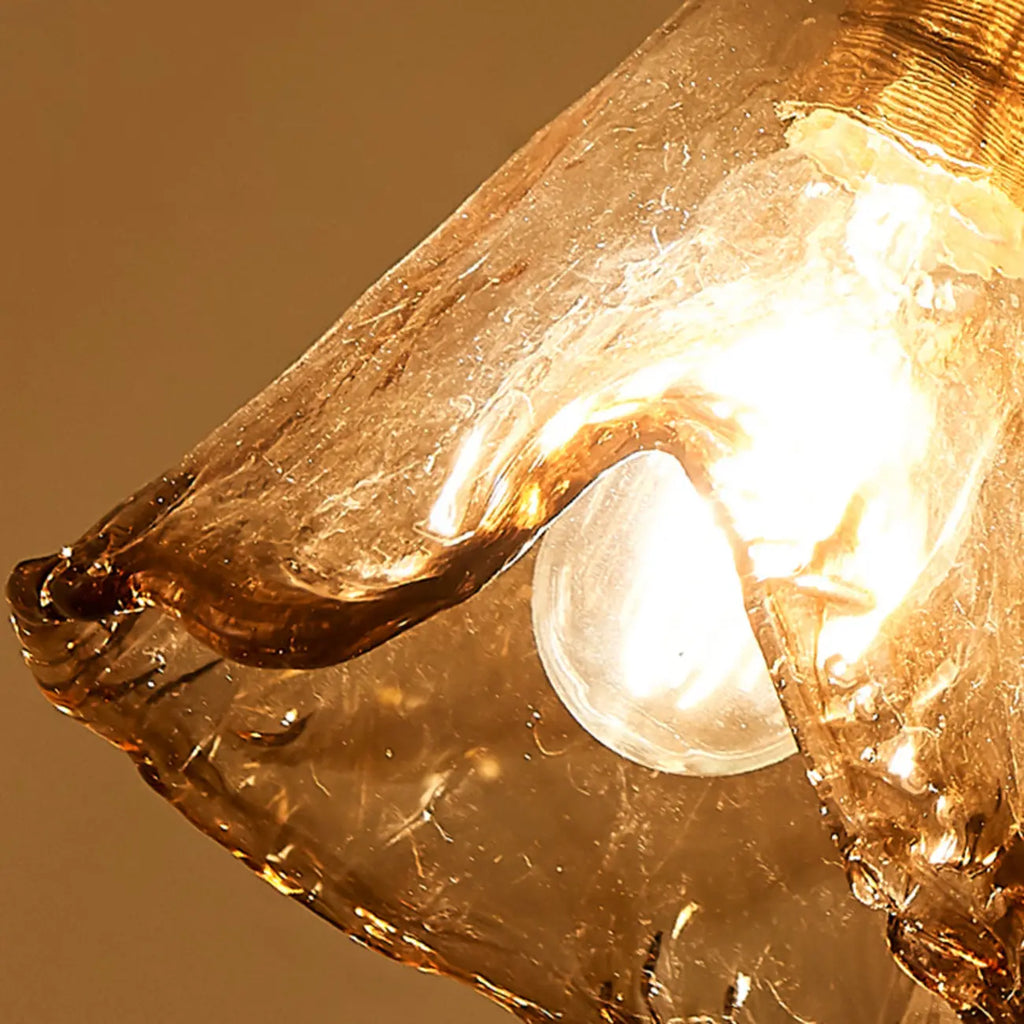 Modern Amber Water Ripple Glass Pendant Light for Dining Room