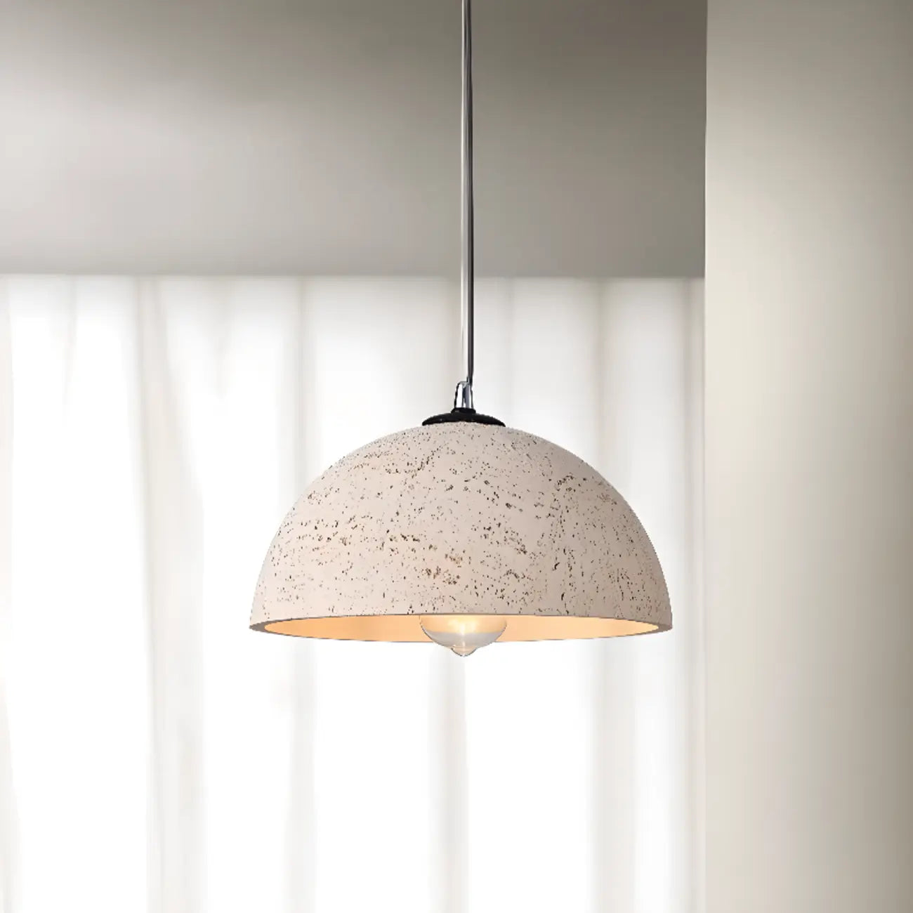 Industrial Marble Effect Dome Pendant Light for Dining Room