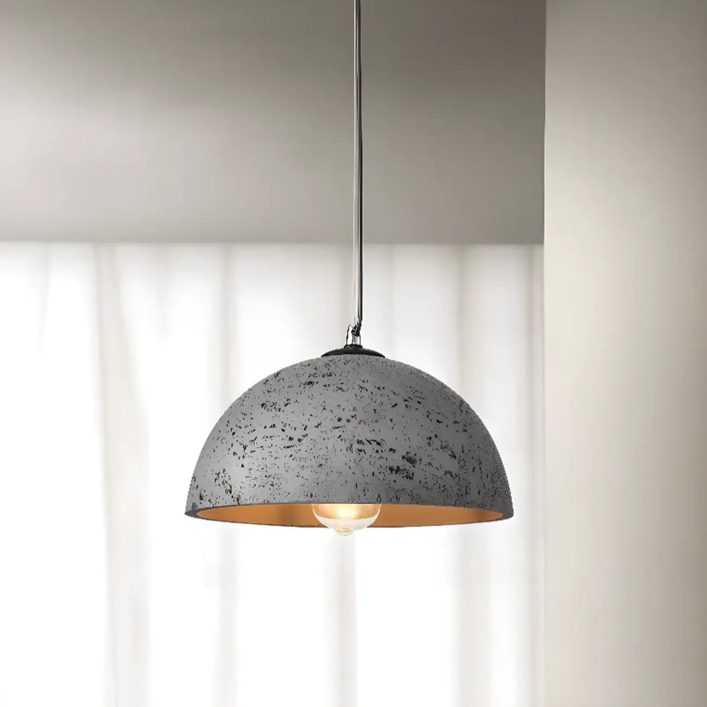 Industrial Marble Effect Dome Pendant Light for Dining Room