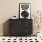 Stylish Black Wooden Combo Dresser with Drawers and Cabinet