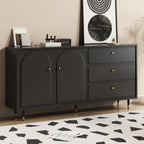 Stylish Black Wooden Combo Dresser with Drawers and Cabinet