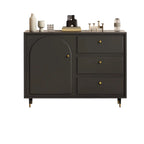 Stylish Black Wooden Combo Dresser with Drawers and Cabinet
