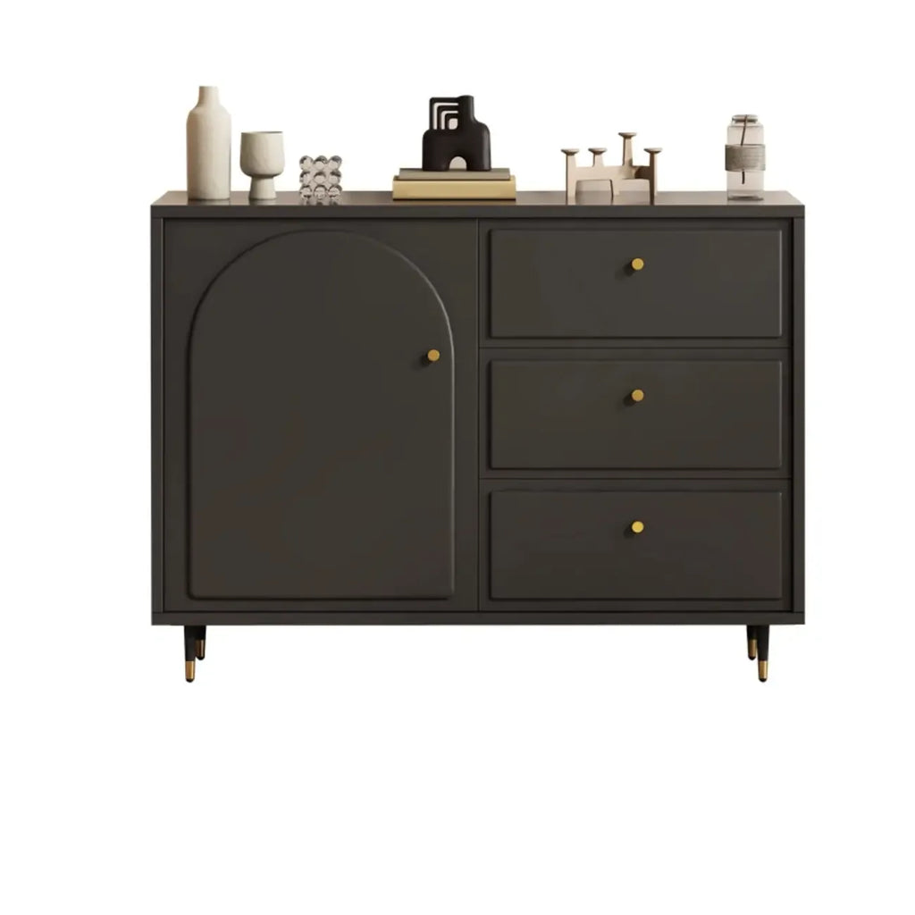 Stylish Black Wooden Combo Dresser with Drawers and Cabinet