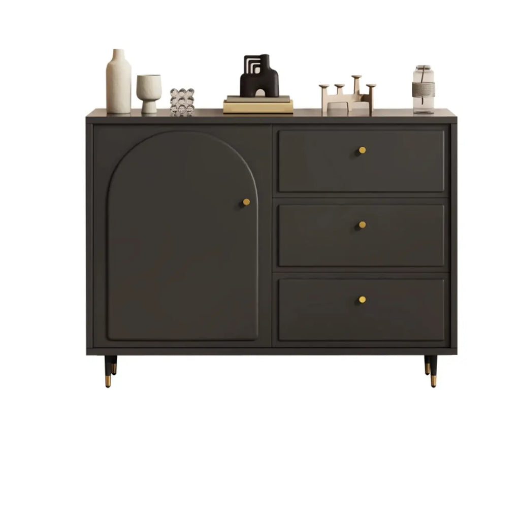 Stylish Black Wooden Combo Dresser with Drawers and Cabinet