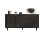 Stylish Black Wooden Combo Dresser with Drawers and Cabinet