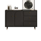 Stylish Black Wooden Combo Dresser with Drawers and Cabinet