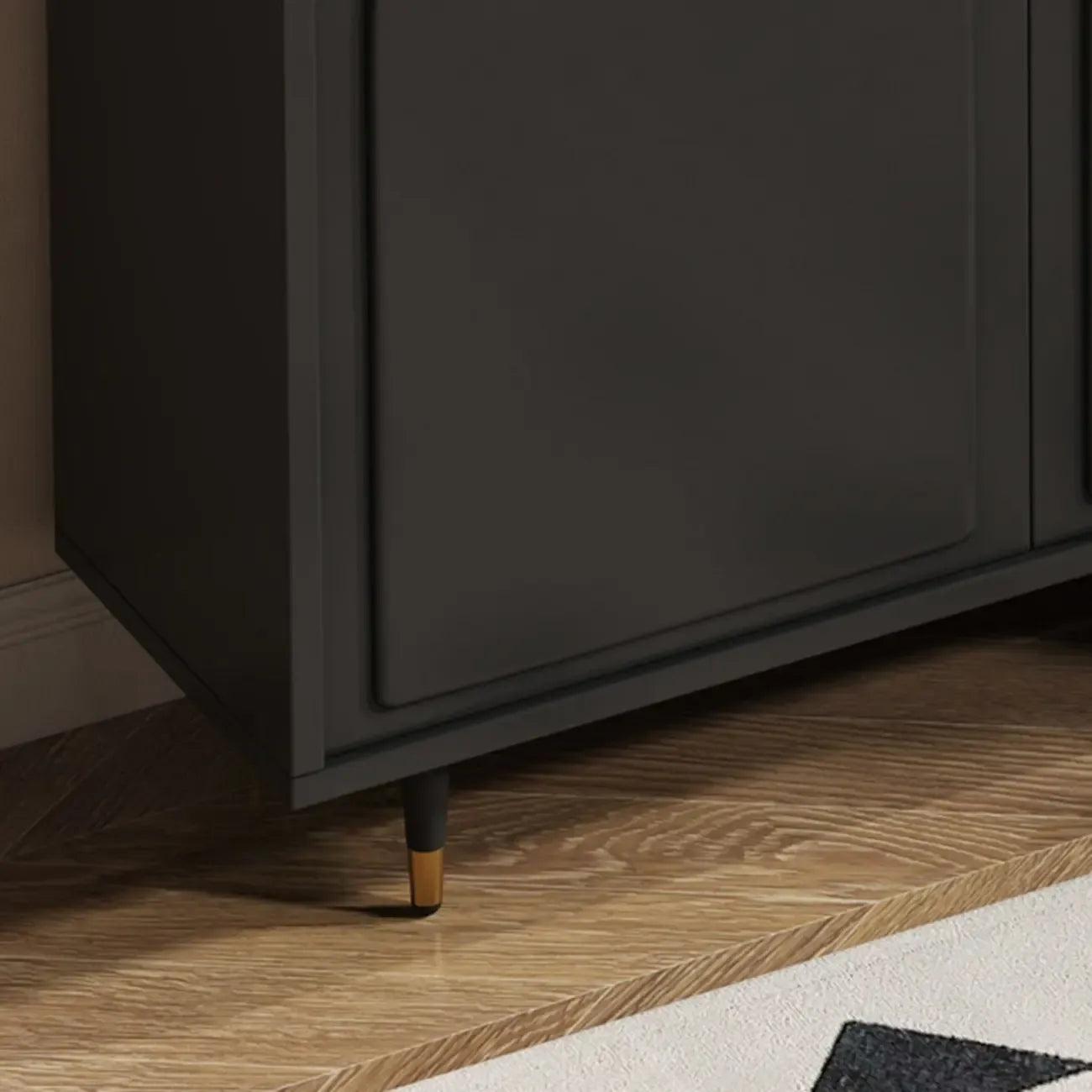 Stylish Black Wooden Combo Dresser with Drawers and Cabinet