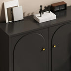 Stylish Black Wooden Combo Dresser with Drawers and Cabinet