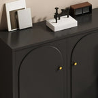 Stylish Black Wooden Combo Dresser with Drawers and Cabinet