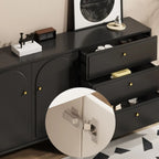 Stylish Black Wooden Combo Dresser with Drawers and Cabinet