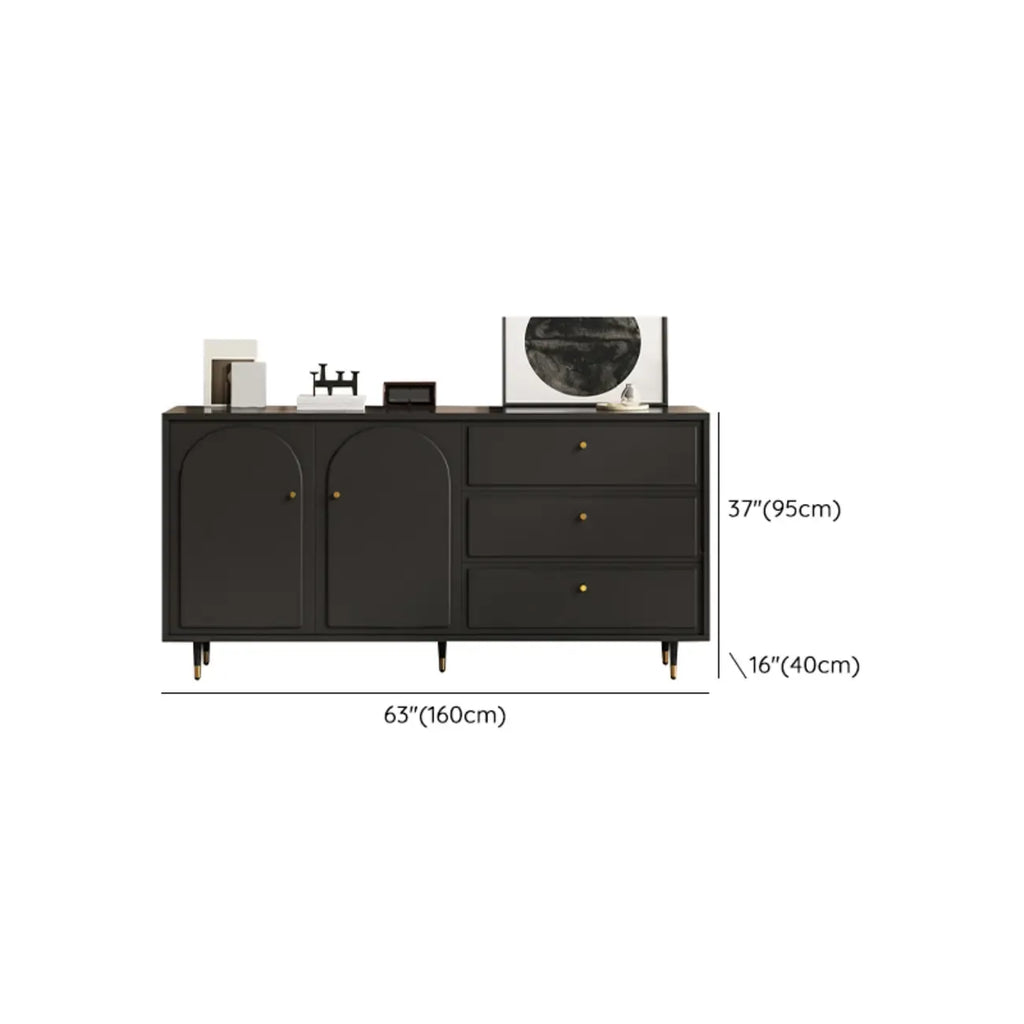 Stylish Black Wooden Combo Dresser with Drawers and Cabinet