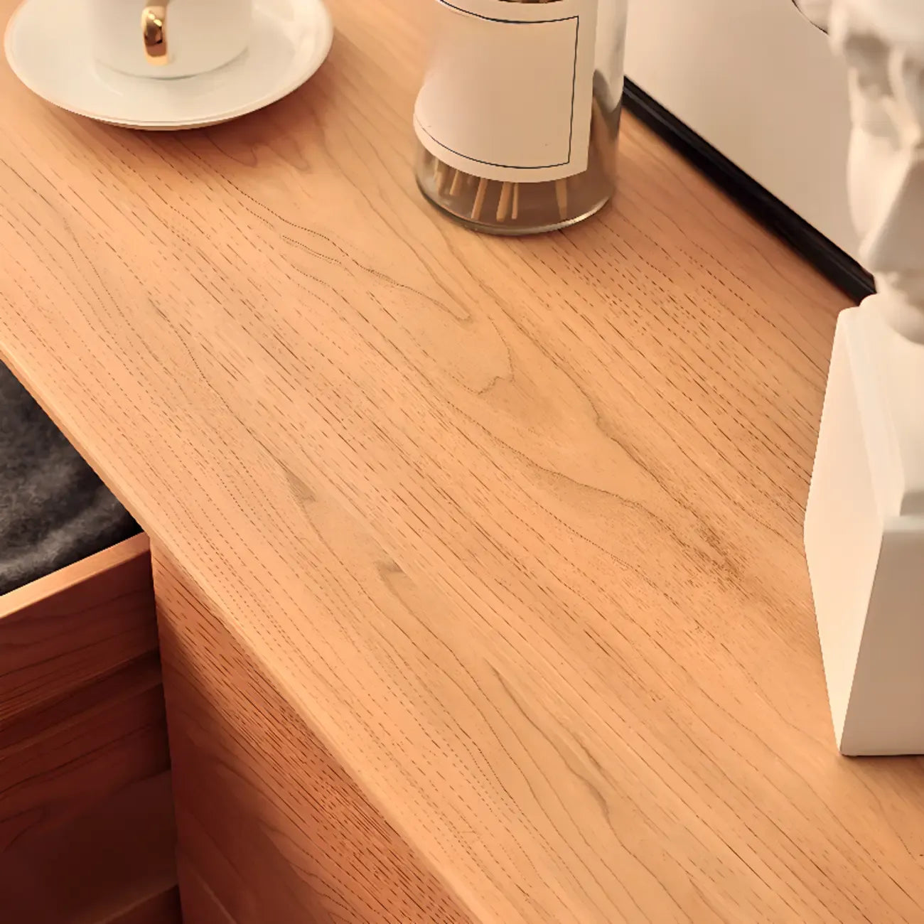 3 Tiers Traditional Natural Double Dresser with Gold Handles