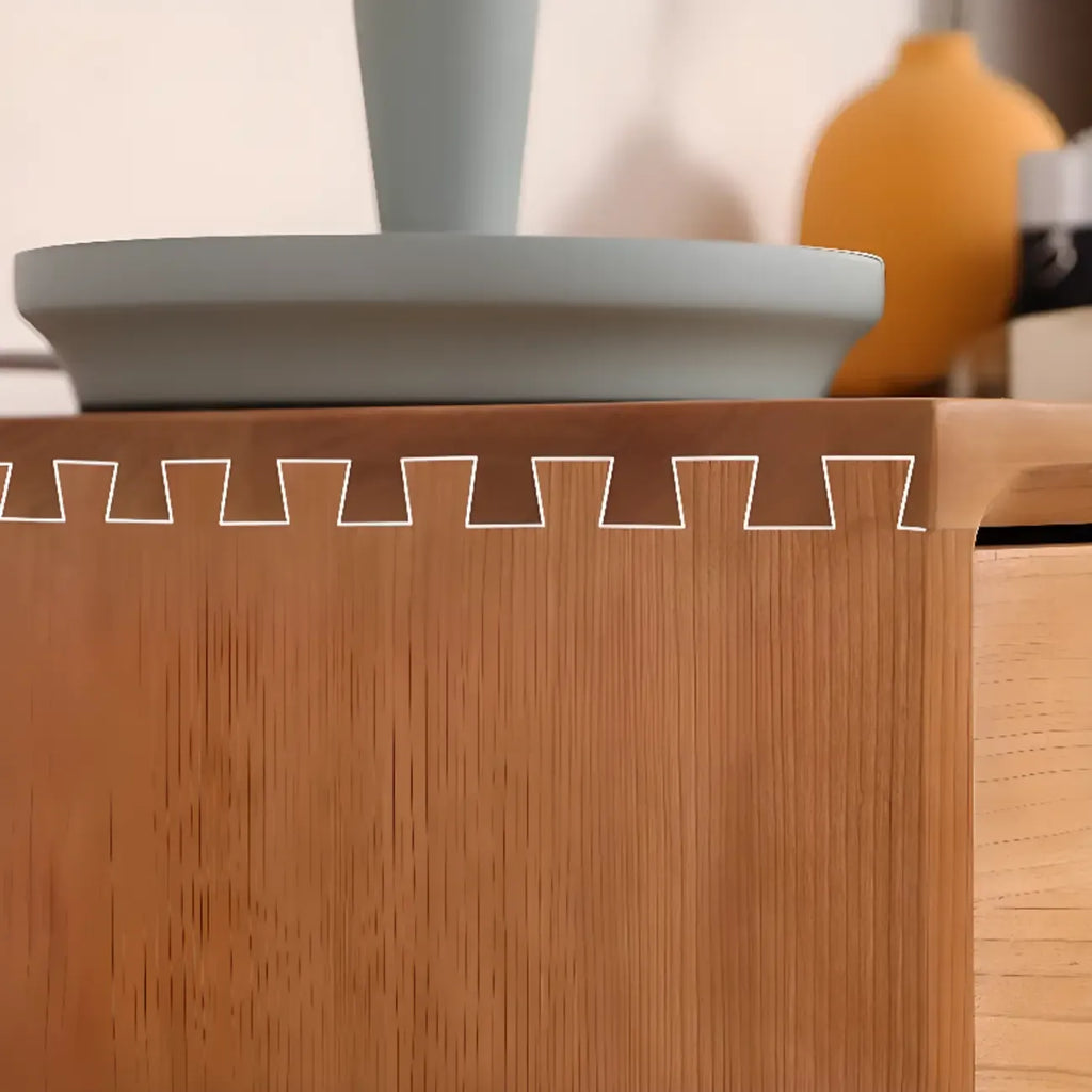 3 Tiers Traditional Natural Double Dresser with Gold Handles