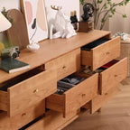 3 Tiers Traditional Natural Double Dresser with Gold Handles