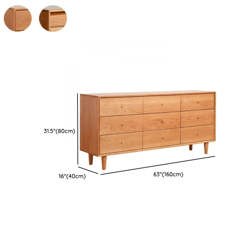 3 Tiers Traditional Natural Double Dresser with Gold Handles
