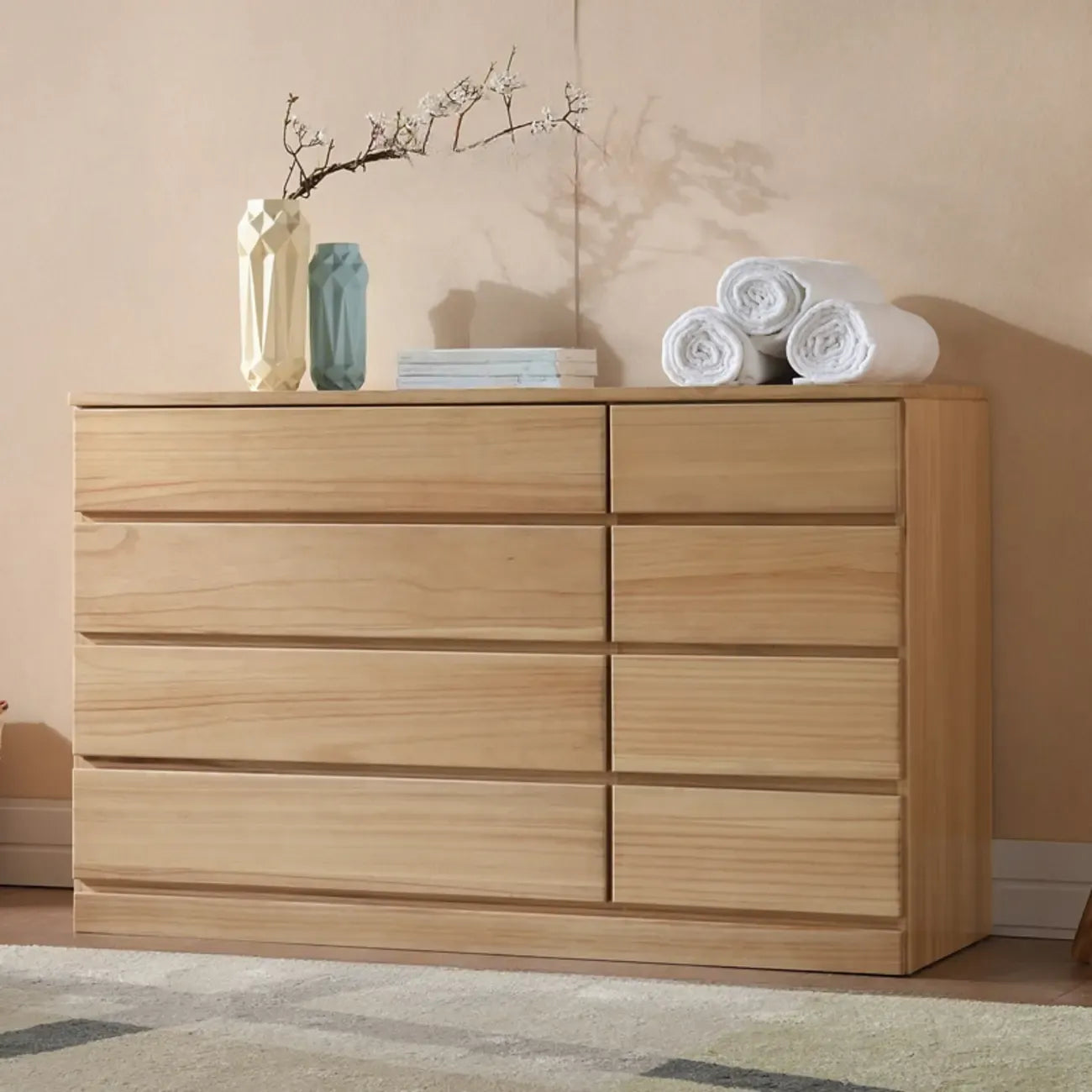 Classic Wooden Double Dressers with 7-Drawer