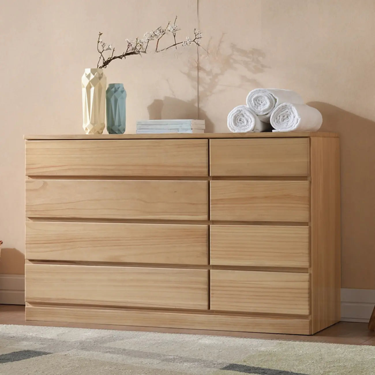 Classic Wooden Double Dressers with 7-Drawer