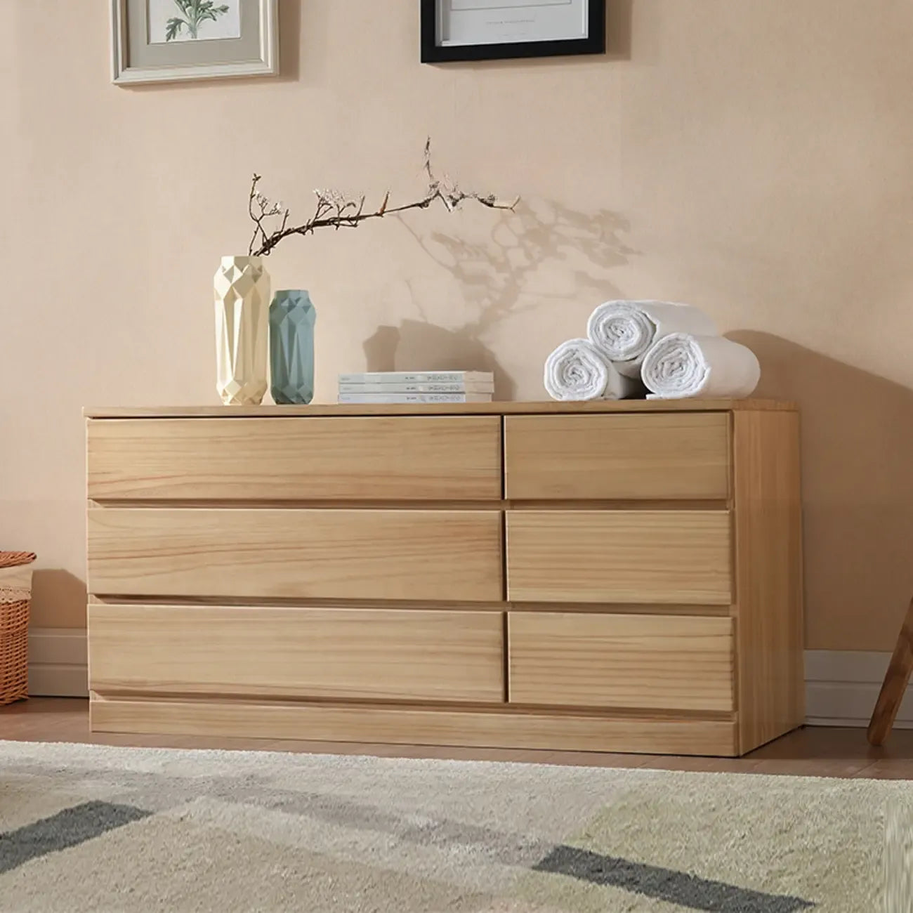 Classic Wooden Double Dressers with 7-Drawer