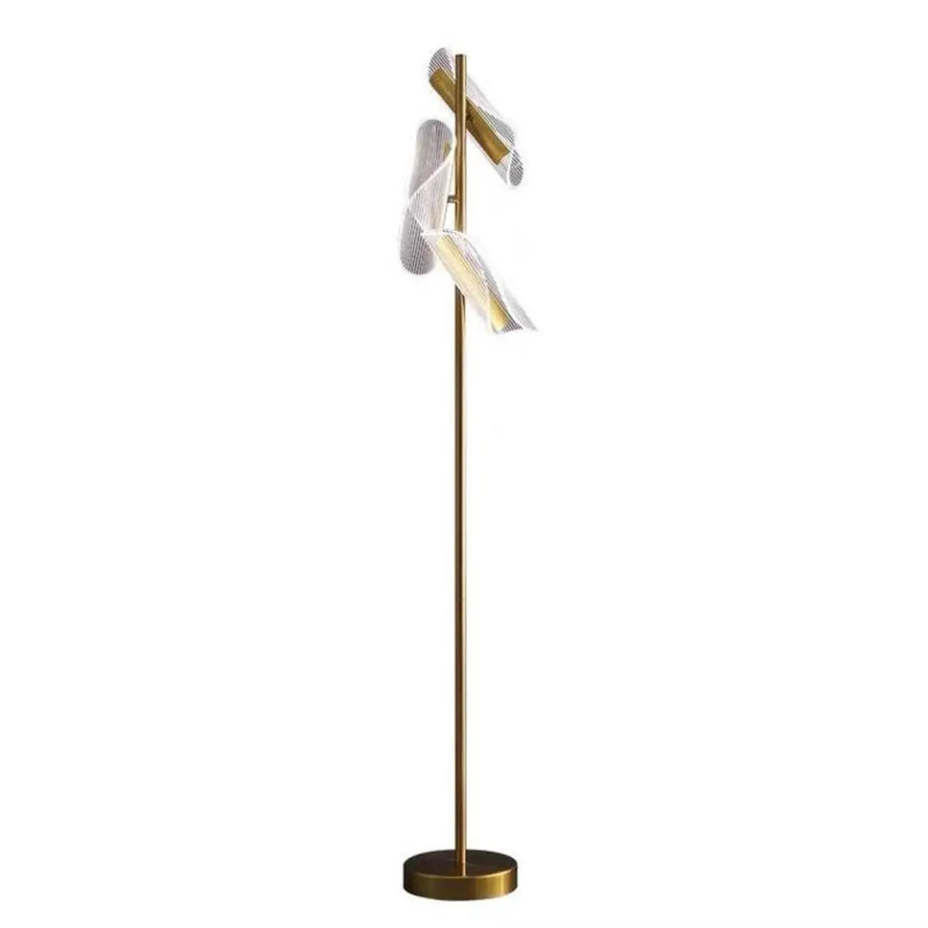 3-Light Unique Dimmable Gold Floor Lamp with Adjustable Head