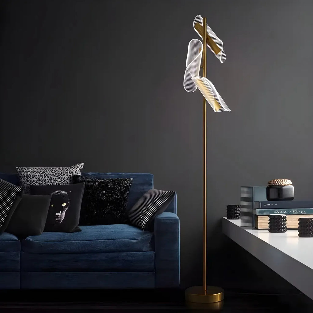 3-Light Unique Dimmable Gold Floor Lamp with Adjustable Head