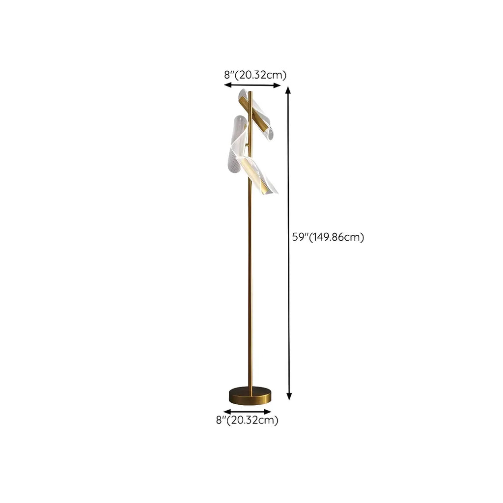 3-Light Unique Dimmable Gold Floor Lamp with Adjustable Head