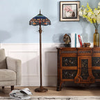 2-Light Antique Stained Glass Dome Floor Lamp for Cozy Interiors