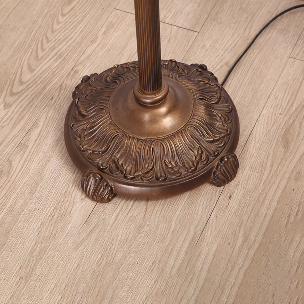 2-Light Antique Stained Glass Dome Floor Lamp for Cozy Interiors