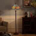 2-Light Antique Stained Glass Dome Floor Lamp for Cozy Interiors