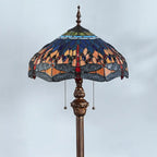 2-Light Antique Stained Glass Dome Floor Lamp for Cozy Interiors