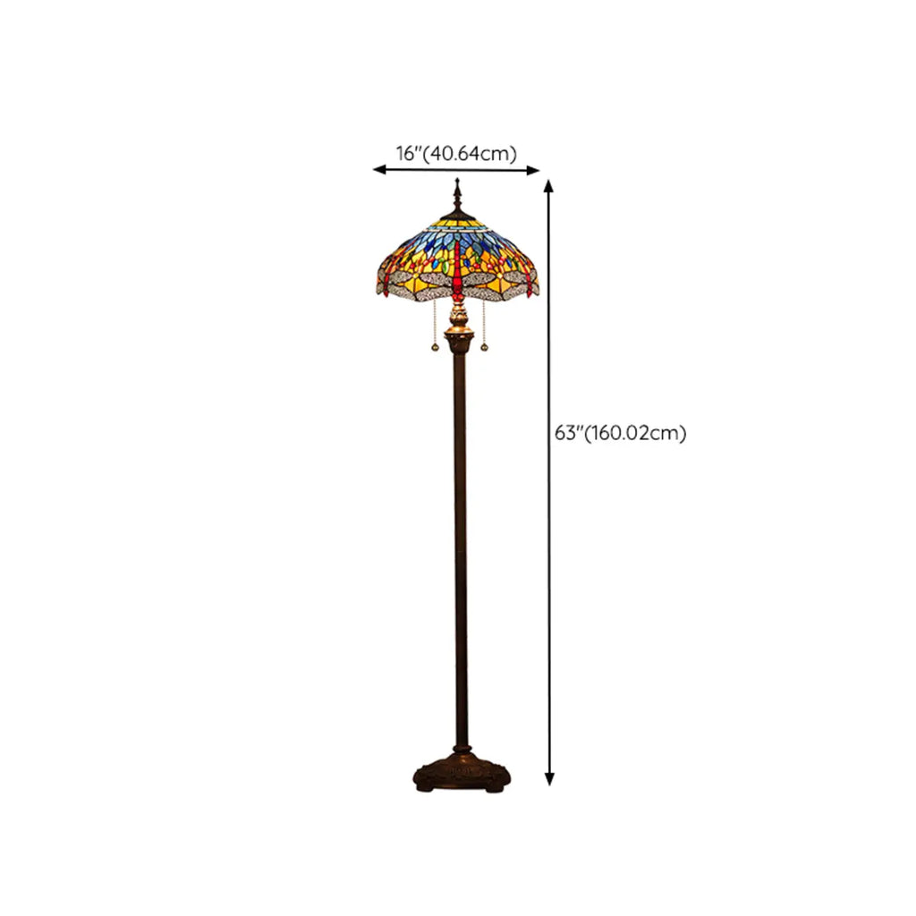 2-Light Antique Stained Glass Dome Floor Lamp for Cozy Interiors