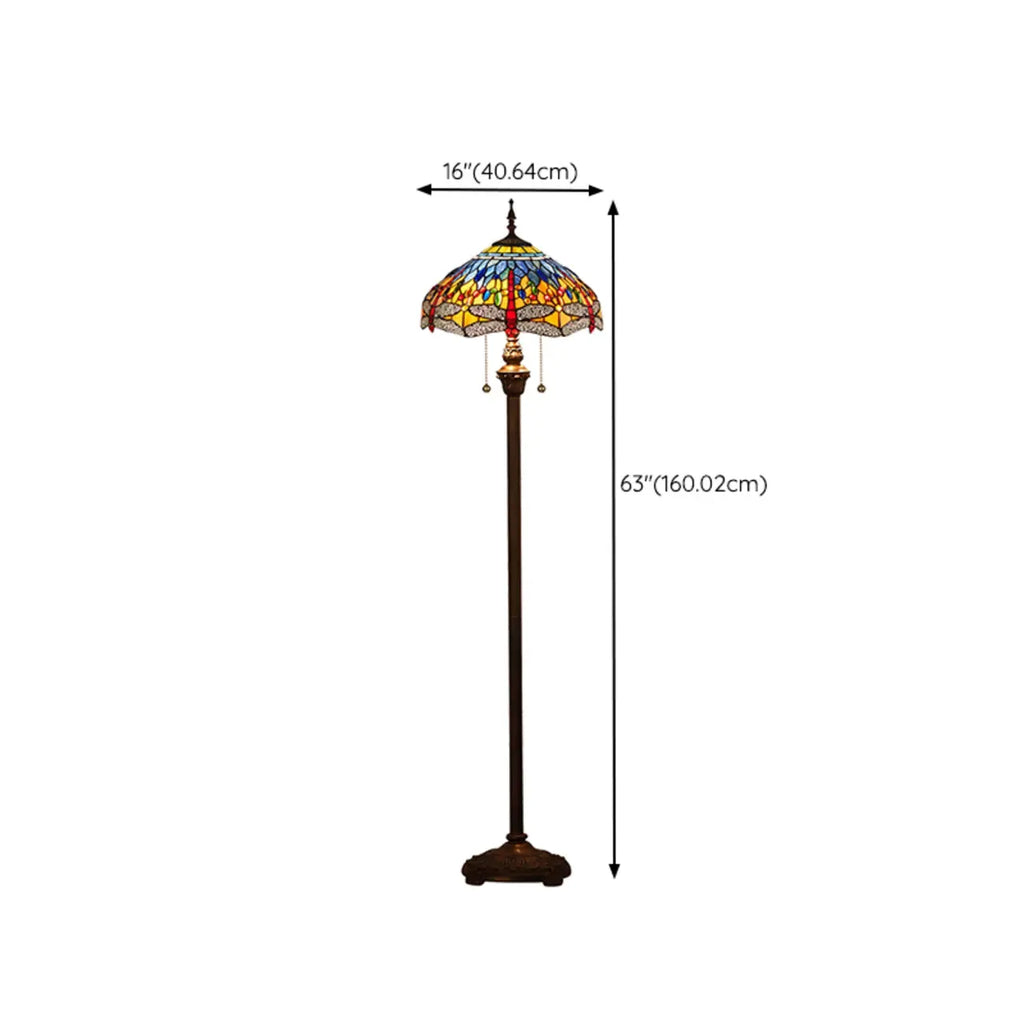 2-Light Antique Stained Glass Dome Floor Lamp for Cozy Interiors
