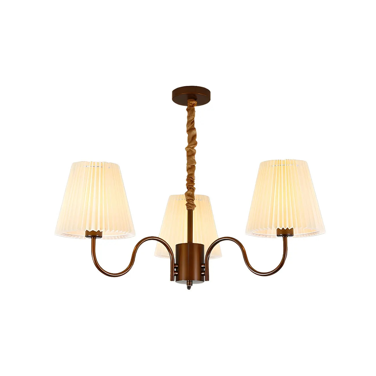 Vintage Metal Chandelier with Fabric Shades for Living Room