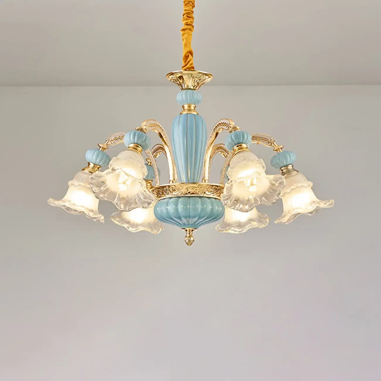 Vintage Floral Glass Chandelier for Living Room