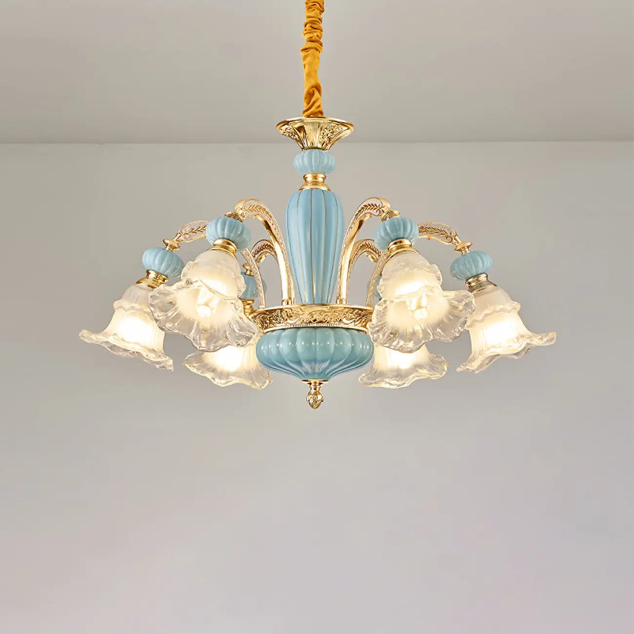 Vintage Floral Glass Chandelier for Living Room