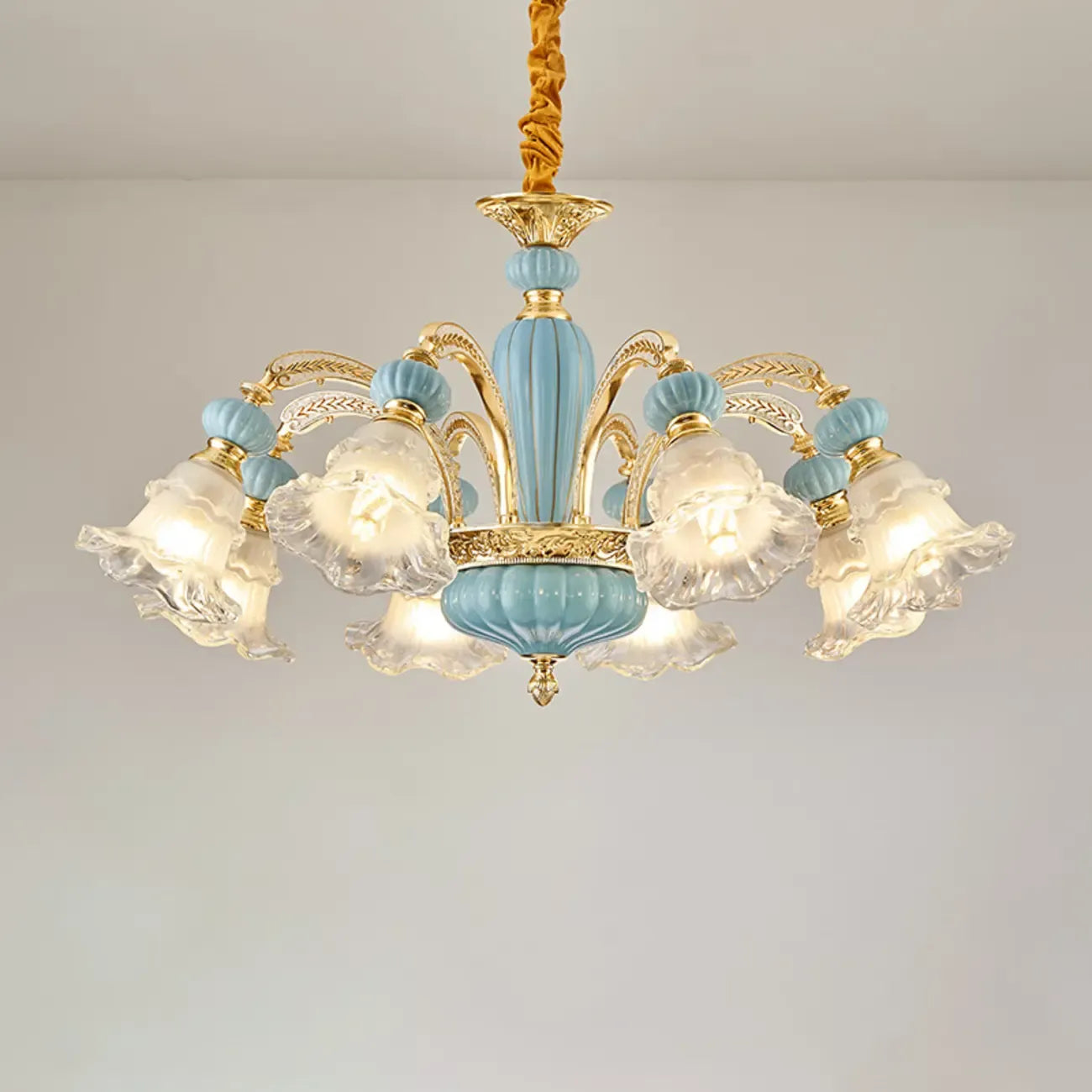 Vintage Floral Glass Chandelier for Living Room