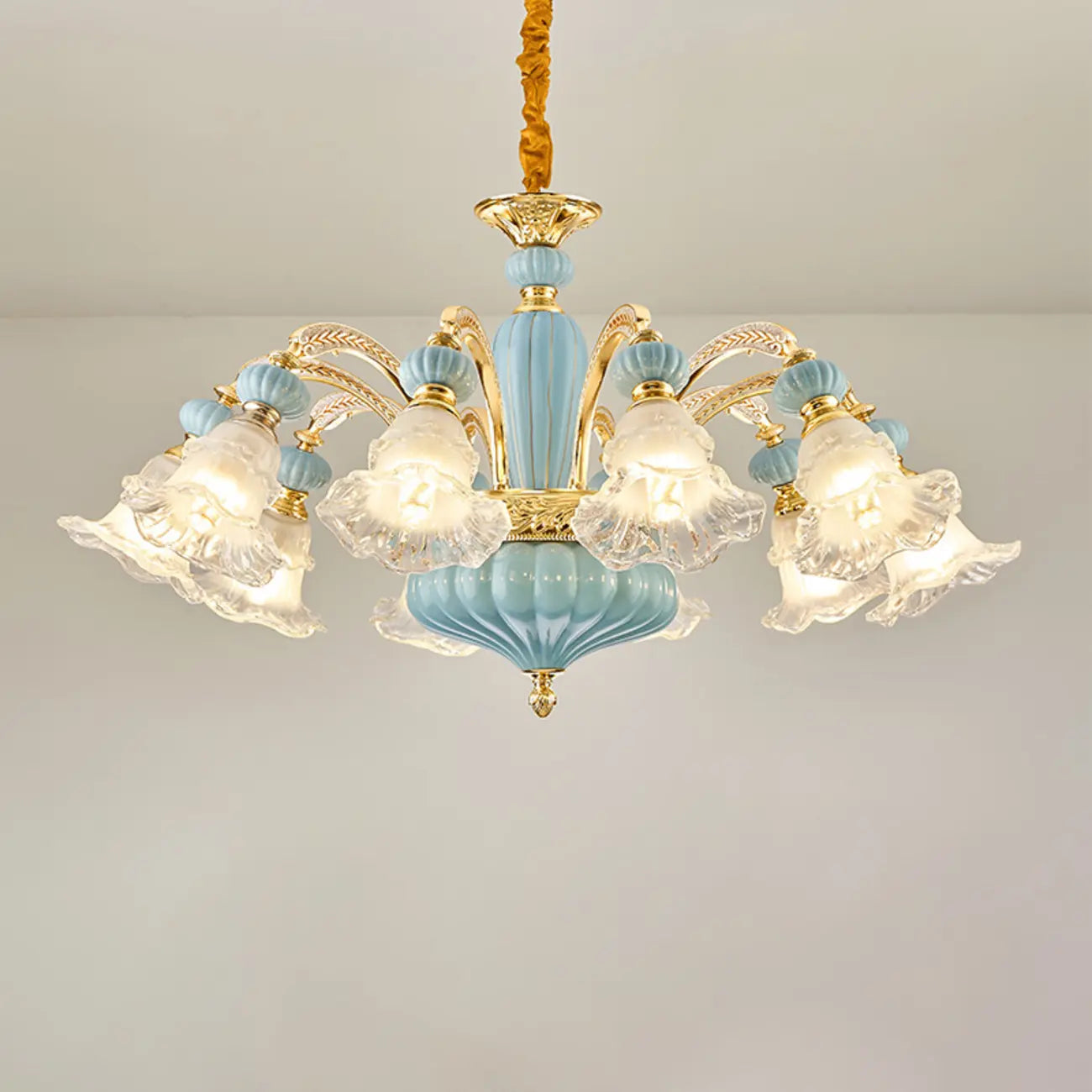 Vintage Floral Glass Chandelier for Living Room